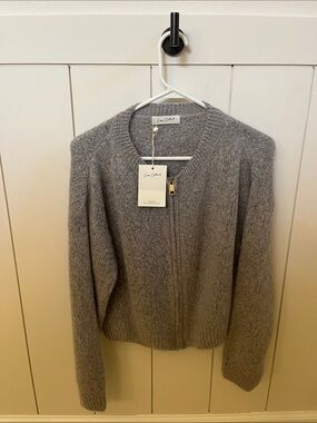 Eve Cline Gray Zip-Up Knit Cardigan